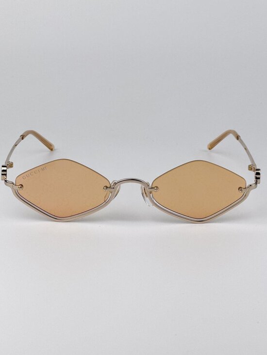 Gucci Unisex Sunglasses | Gold Cat Eye Rose Mirror GG Pattern | GG1604S 004